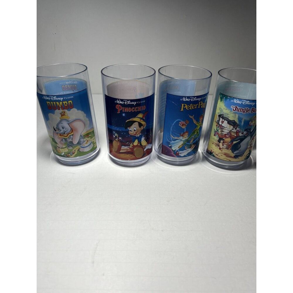 Vintage Walt Disney Collector Series Glasses Set 4 Burger King Dumbo Peter Pan